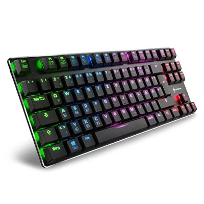 Abbildung von Sharkoon PureWriter RGB TKL Mechanische Low Profile Tastatur (RGB Beleuchtung, blaue Schalter, flache Tasten, Tenkeyless, Beleuchtungseffekte, abnehmbarem USB Kabel) schwarz