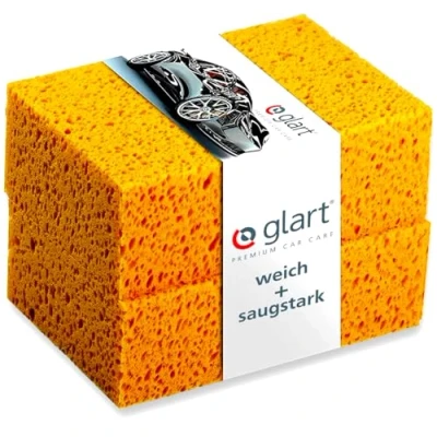 Abbildung von Glart 2er Set Auto Waschschwämme natur für Autowäsche, Felgen, Lack, Autopflege 18x12x6 cm, Waschset statt Waschhandschuh oder Felgenbürste