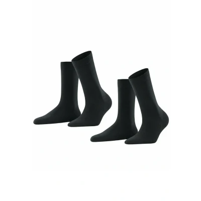 Abbildung von FALKE Damen Socken Softmerino 2 Pack W SO Wolle Baumwolle einfarbig Paar, Grau (Anthracite Melange 3089), 37 38