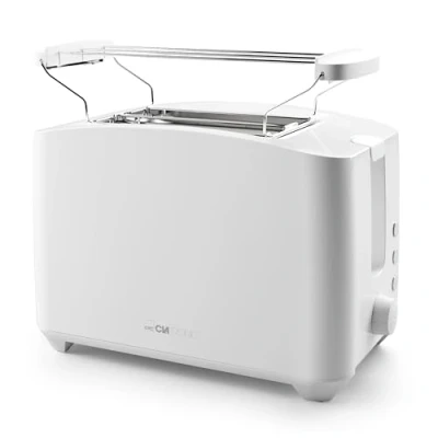 Abbildung von Clatronic® Toaster 2 Toastschlitze mit Brötchenaufsatz Scheiben Liftfunktion Toster Auftau und Aufwärm Funktion für Brötchen Toast TA 3801 weiß
