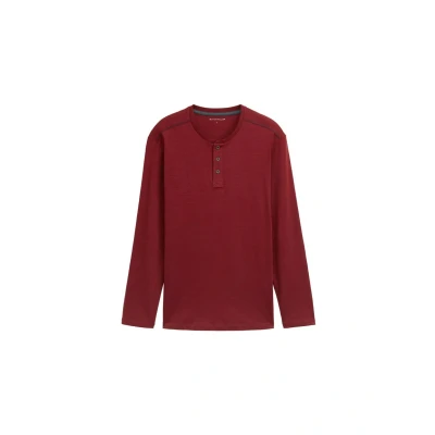 Abbildung von TOM Tailor Henley Langarm Langarmshirt, Herren, Größe: Large, Burgundy dark red