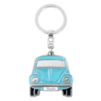 Abbildung von BRISA VW Collection Volkswagen Emaillierter Metall Schlüssel Anhänger Ring Schlüsselbund Accessoire Keyholder im Käfer/Beetle Design (Front/Blau)