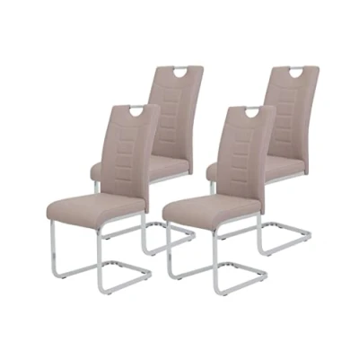Abbildung von Apollo 4er Set Schwingstuhl Küchenstuhl Ruby, Kunstleder Cappuccino, Griffmulde, Metallgestell + Griff Chrom, 140kg belastbar