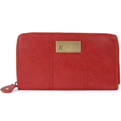 Abbildung von Catwalk Collection Handbags Damen Leder Geldbörse Geldbeutel Mittelgroß 8 Kartenfächer und Münzfach RFID Blocker Gallery Rot