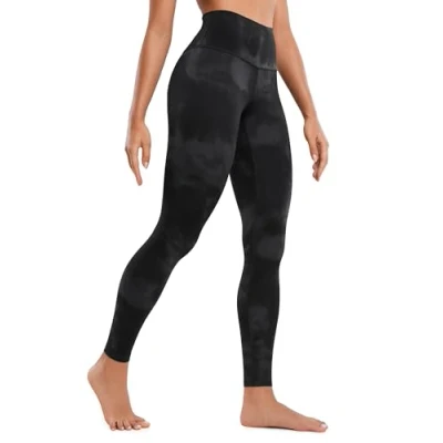 Abbildung von CRZ Yoga Butterluxe Damen High Waist Sport Leggings Blickdicht Leggins Sporthose Workout Gym Yogahose 71cm Schwarze Tie Dye Blumen 34