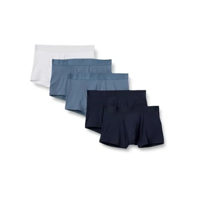 Abbildung von Amazon Essentials Baumwolljersey Boxershorts, 12,7cm, 5er Pack, Blau/Marineblau Blau/Weiß, S