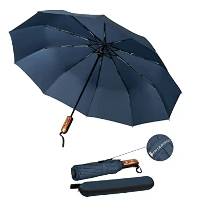 Abbildung von VON LILIENFELD Regenschirm Taschenschirm Marineblau Sturmfest durch 10 Fiberglas Streben Auf Zu Automatik Teflonbeschichtung Reise Etui Clark