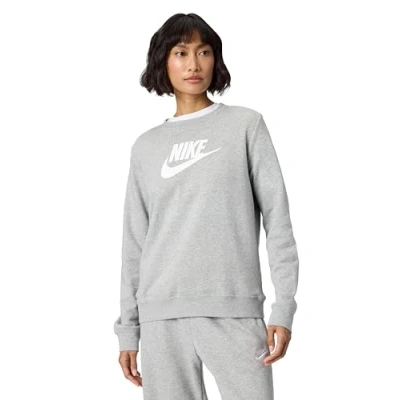 Abbildung von NIKE DQ5832 063 W NSW Club FLC GX STD Crew Sweatshirt Damen DK Grey Heather/Weiß Größe M