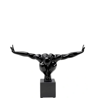 Abbildung von Kare Design Deko Objekt Athlet, Schwarz, Skulptur, Dekofigur, muskulöser Marmor Sockel, handgefertigt, 52x75x23 cm (H/B/T)