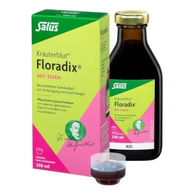 Abbildung von Salus Kräuterblut Floradix mit Eisen 1x 250 ml Pflanzliches Spezial Tonikum organisch gebundenem Eisen, Fruchtsäften und Arzneikräutern Für volle Eisenspeicher statt Eisenmangel