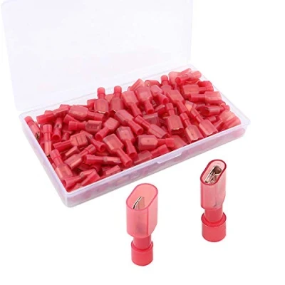 Abbildung von QitinDasen 80Pcs Premium Vollisoliertes Schnellverbinder, Flachsteckhülsen, Männlich/Weiblich Nylon Crimpverbinder Steckverbinder (40 Paar Rot, 10A / 22 16 AWG)
