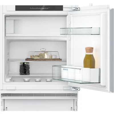 Abbildung von SIEMENS KU22LVFD0, iQ300 Smarter Unterbau Kühlschrank mit Gefrierfach, 82 x 60 cm Nische, 110 L, Flaschenhalter, Sicherheitsglas Ablagen, Schnellkühlung, Sehr leise, LED Beleuchtung, Flachscharnier