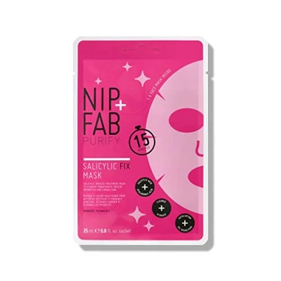Abbildung von Nip + Fab Salicylic Acid Fix Tuchmaske mit Salicylsäure Hyaluronsäure BHA Säure Lotusblüte Reinigung 25 ml