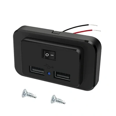 Abbildung von Hoembpn 4,8A Dual USB Auto Ladegerät Steckdose mit Schalter und LED, 12V/24V Ladebuchse Panel für Wohnmobil SUV LKW Boot