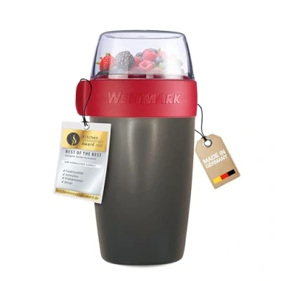 Abbildung von Westmark Müslibecher praktischer Joghurtbecher to go, Becher ideal für Müsli, Suppe, Porridge oder Joghurt, Mikrowellen und Tiefkühler geeignet 700 ml, BPA frei, Grau