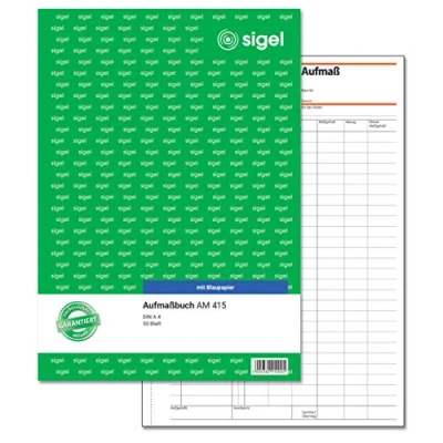 Abbildung von Sigel AM415 Aufmaßbuch, mit Blaupapier, DIN A4, 50 Blatt