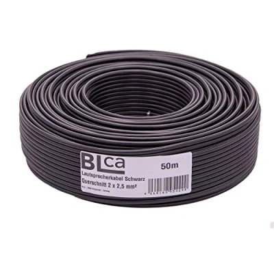 Abbildung von DCSk BLca 50m 2x2,5mm² Lautsprecherkabel CCA I Boxenkabel isoliert schwarz mit Polaritätskennzeichnung LS Kabel als Meterware für Stereoanlage etc.