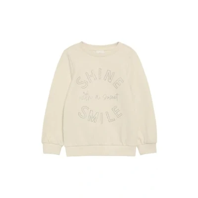 Abbildung von s.Oliver MIT Schmucksteinen Inside Brushed Sweatshirt für Kinder, Größe: 104/110, Helles sand