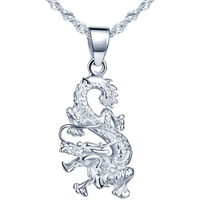 Abbildung von Yumilok Damen Halskette mit Einzigartiger Drache Charm Anhänger Herren Kette aus 925 Sterling Silber für Mädchen