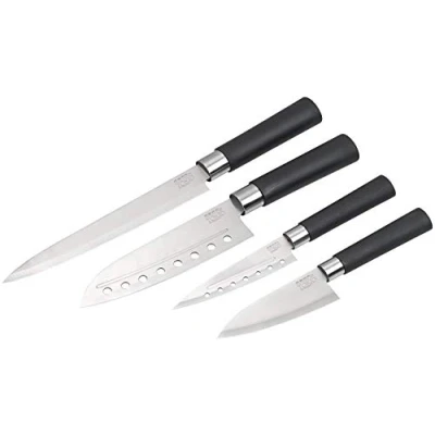 Abbildung von TokioKitchenWare Messerset Edelstahl: 4 teiliges Küchenmesser Set aus Edelstahl (Fleischmesser, Küchen Messerset, Kuchenmesser)