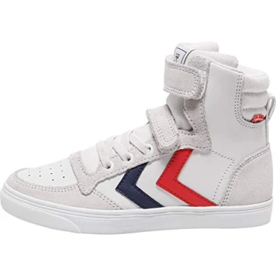 Abbildung von Hummel Unisex Kinder Slimmer Stadil Leather High Jr Hohe Sneaker Top, Weiß,40 EU
