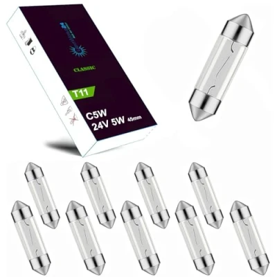 Abbildung von LIGHTWORLD24 10 x Soffitte 24V 5W C5W SV8,5 45mm Kennzeichenbeleuchtung Glühlampe Ersatzlampe für LKW BUS Innenraum