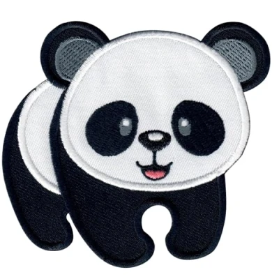Abbildung von PatchMommy Panda Bär Patch Aufnäher Applikation zum Aufbügeln Bügelbild für Kleidung Jeans Jacken Kinder Baby