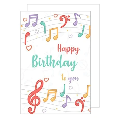 Abbildung von Edition Seidel Premium Geburtstagskarte mit Umschlag. Glückwunschkarte Grusskarte Billet Geburtstag Happy Birthday Mann Frau Noten Musik (G2873 SW022)