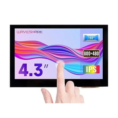 Abbildung von Waveshare 4.3 inch Display for Raspberry Pi 4 Capacitive Touchscreen HDMI LCD (B) 800x480 Hardware Resolution IPS Monitor Support All Pi/Jetson Nano/Windows 10/8.1/8/7 PC/BB Black