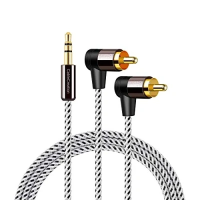 Abbildung von CableCreation Cinch auf 3,5 mm, mm 2 RCA Stereo Audio Y Splitter Kabel (Stecker) Kompatibel mit TV, Smartphones, MP3, Tablets, Lautsprechern, Heimkino usw. 3 Ft / 0,9 m