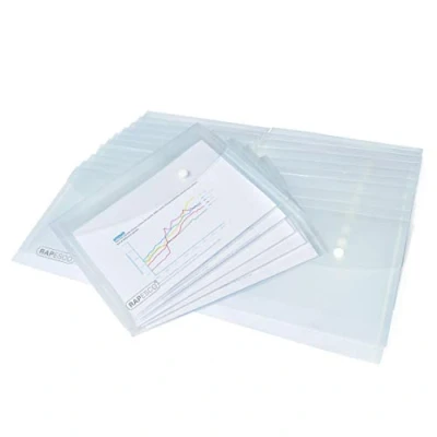 Abbildung von Rapesco 1500 Dokumentenmappe mit Druckknopf, A5, Transparent, 25 Stück