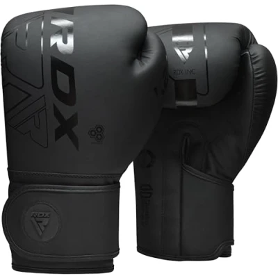 Abbildung von RDX Boxhandschuhe, Muay Thai Kickboxen Sparring, Maya Hide Leder Kara Boxing Gloves Männer Damen, Boxsack Punchinghandschuhe, Kickboxhandschuhe MMA Kampfsport Training Schwarz Adult 8 10 12 14 16oz