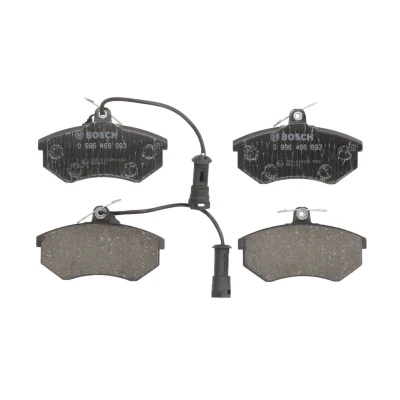 Abbildung von BOSCH 0 986 466 693 Bremsbelagsatz Low Metallic mit integriertem Verschleißsensor Anti Quietsch Blech, Schrauben Zubehör