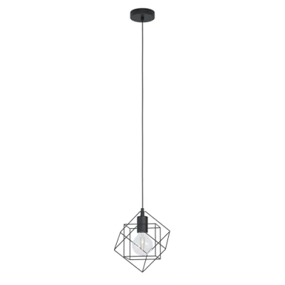 Abbildung von EGLO Pendelleuchte Straiton, 1 flammige Hängelampe Vintage, Industrial, Hängeleuchte aus Stahl in Schwarz, Esstischlampe, Wohnzimmerlampe hängend mit E27 Fassung, L 24 cm, B 20,5 cm
