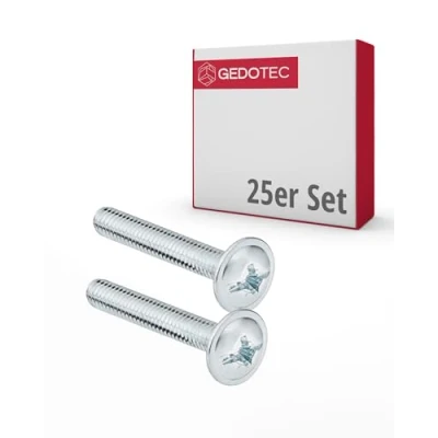 Abbildung von Gedotec Möbelschrauben M4 Stahl verzinkt H10644 25 Stück Griffschrauben für Möbelgriffe Möbelverbinder x 40 mm Gewindeschrauben Möbelgriffschrauben Verbindungsschrauben Schränke
