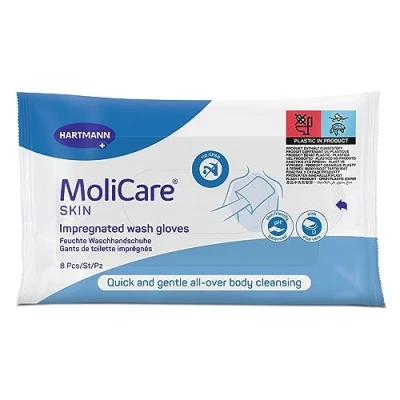 Abbildung von MoliCare Skin Feuchte Waschhandschuhe: Zur praktischen und schonenden Ganzkörperreinigung, 8 Stück