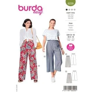 Abbildung von Burda Style Schnittmuster Hosen mit weiten Beinen Damen, Gr. 32 42 Nählevel: Sehr leicht