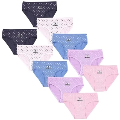 Abbildung von TupTam Mädchen Slips mit Aufdruck 10er Pack, Farbe: 411425B O Herzen Blau Rosa Lila Ecru Violett, Größe: 152 158