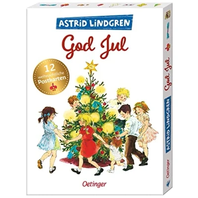 Abbildung von Astrid Lindgren. God Jul. 12 wunderschöne Weihnachtskarten zum Verschicken: Stimmungsvolle Postkarten mit wunderschönen Illustrationen aus den Kinderbuch Klassikern von Lindgren