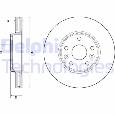 Abbildung von DELPHI BG4667C Bremsscheibe 280 24 5 Belüftet beschichtet unbehandelt ohne Radlager, ABS Sensorring RENAULT: Kangoo II Express