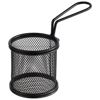 Abbildung von APS 40624 Servier Frittierkorb SNACKHOLDER, Snackkorb, Edelstahl, Ø 8 cm, schwarz