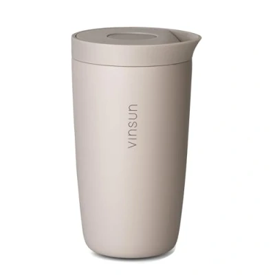 Abbildung von Vinsun Thermobecher Kaffee to go 350ml auslaufsicher, doppelwandig isoliert, Edelstahl Heiß &amp; Kaltgetränke Kaffeebecher mit Quick Press Verschluss für Auto, Uni