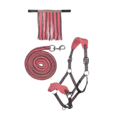 Abbildung von HKM 10733 Halfterset, Halfter Fliegenfransen Strick 180cm Karabiner, Pony VB WB
