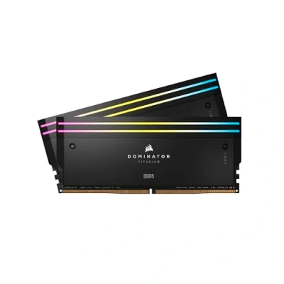 Abbildung von CORSAIR Dominator Titanium RGB DDR5 RAM 64GB (2x32GB) 6600MHz CL32 Intel XMP iCUE Kompatibler Computerspeicher Schwarz (CMP64GX5M2X6600C32)
