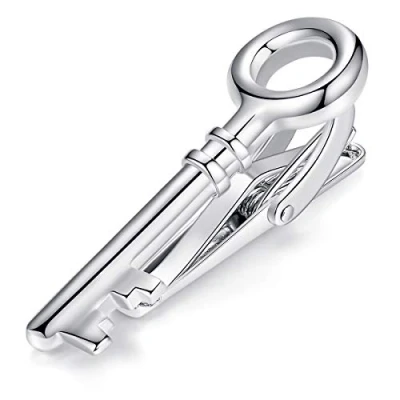 Abbildung von HONEY BEAR 4cm Herren Krawattennadel Krawattenklammer für schmal Krawatten Silber Schlüssel aus Edelstahl,MEHRWEG