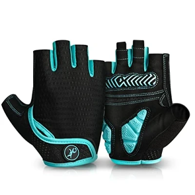 Abbildung von MOREOK Fahrradhandschuhe für Herren Damen Sommer Radsporthandschuhe Halbfinger 5MM SBR Gel rutschfeste/stoßdämpfende Handschuhe Mountainbike, Rennrad &amp; Downhill E L