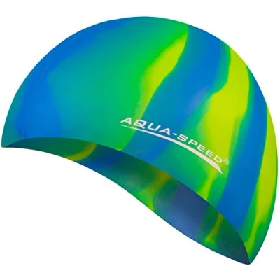 Abbildung von Aqua Speed Bunt Badekappen + Kleines Mikrofaserhandtuch Damen &amp; Herren Swim Hat Schwimmmütze für Kinder Schwimmkappe Bademütze wasserdichte Badehaube Schwimmhaube 15. / 58