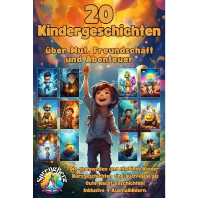 Abbildung von Kindergeschichten über Mut, Freundschaft und Abenteuer: 20 spannende, aufregende niedliche Erzählungen für Jungs Mädchen. Auch perfekt als ... Inklusive 4 Ausmalmotiven zum Ausmalen.