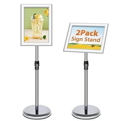 Abbildung von VAIIGO 2Pack Infoständer Plakatständer Informationsständer Präsentationsständer Kundenstopper Werbeständer Höhenverstellbar Plakat Schilder Aufsteller Din A4, Silbrig