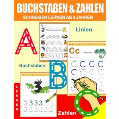 Abbildung von Buchstaben und Zahlen Schreiben Lernen Ab 4 Jahren: Vorschulhefte für Kleinkinder, Kinder im Vorschulalter Kindergarten. Sie mit ... Freude Schwungübungen,